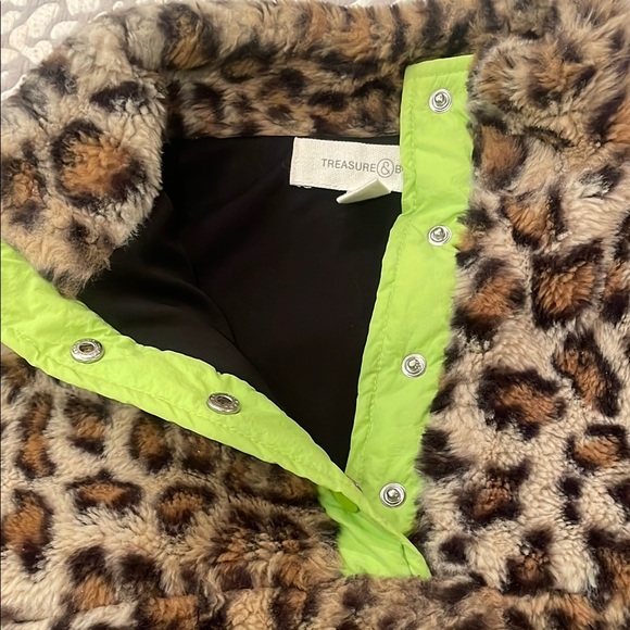 Girls Leopard Print Fleece Pullover with Neon Accents - Picture 3 of 3